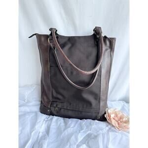 SOLO XL Brown Genuine leather & nylon Padded laptop bag briefcase unisex